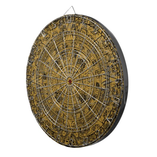 Aged Aztec Sun Stone Calendar Dartbord (Voorkant Rechts)