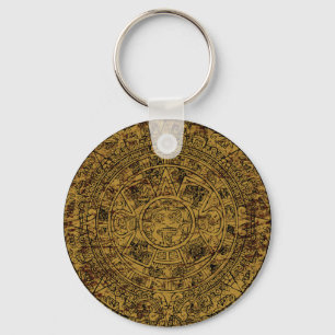 Aged Aztec Sun Stone Calendar Sleutelhanger