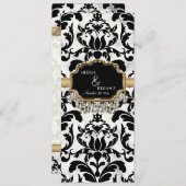 Aged Distress Damask Golden Bling Kijk Weddenschap Menu (Voorkant / Achterkant)