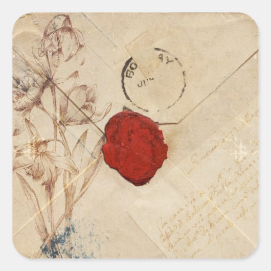 Aged Envelope Shabby Scrapbook Embellishment Vierkante Sticker (Voorkant)