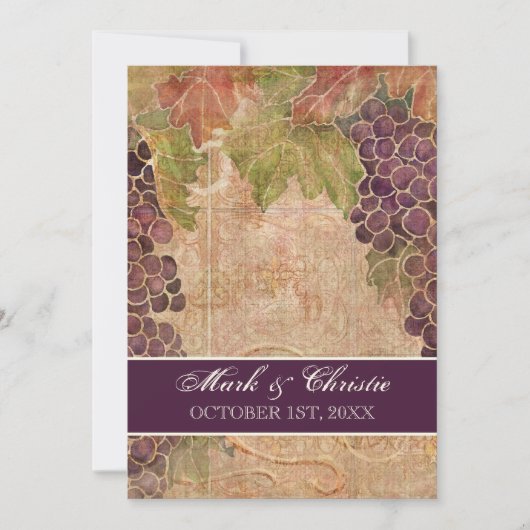 Aged Grape Vineyard Wedding Invitation Kaart (Voorkant)