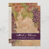 Aged Grape Vineyard Wedding Invitation Kaart (Voorkant / Achterkant)