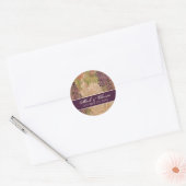 Aged Grape Vineyard Wedding Invitation Ronde Sticker (Envelop)