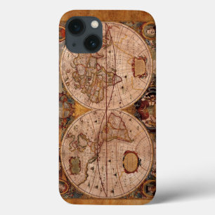 Aged Henricus Hondius' 1630 AD Old Wereldkaart iPhone 13 Hoesje