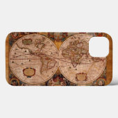 Aged Henricus Hondius' 1630 AD Old Wereldkaart Case-Mate iPhone Case (Achterkant (horizontaal))