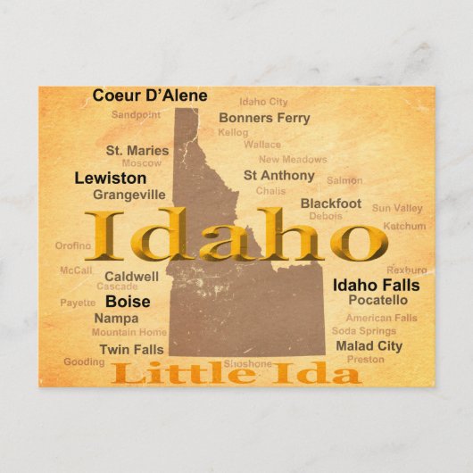 Aged Idaho State Pride Map Silhouette Briefkaart (Voorkant)
