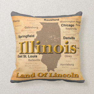 Aged Illinois State Pride Map Silhouette Kussen