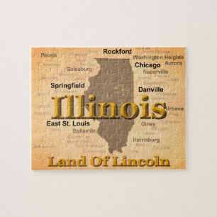 Aged Illinois State Pride Map Silhouette Legpuzzel