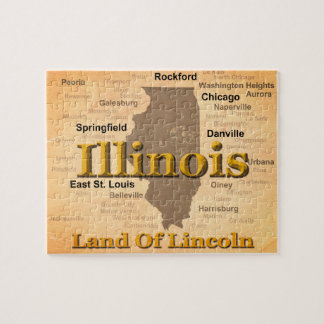 Aged Illinois State Pride Map Silhouette Legpuzzel