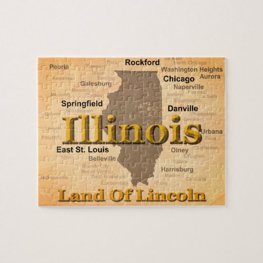 Aged Illinois State Pride Map Silhouette Legpuzzel (Horizontaal)
