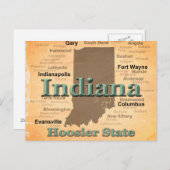 Aged Indiana State Pride Map Silhouette Briefkaart (Voorkant / Achterkant)