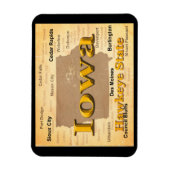 Aged Iowa State Pride Map Silhouette Magneet (Verticaal)