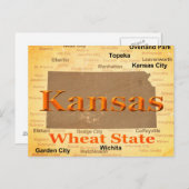 Aged Kansas State Pride Map Silhouette Briefkaart (Voorkant / Achterkant)