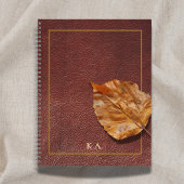 Aged Leather-Look Journal with Autumn Leaf