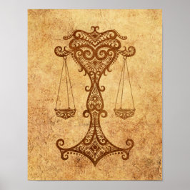  Aged Libra Zodiac Poster