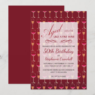 Aged like Fine Wine Birthday Party Invitation Kaart