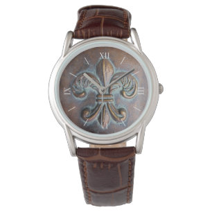 Aged look Fleur De Lis Horloge