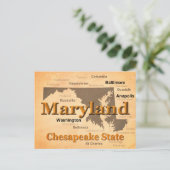 Aged Maryland State Pride Map Silhouette Briefkaart (Staand voorkant)