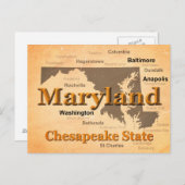 Aged Maryland State Pride Map Silhouette Briefkaart (Voorkant / Achterkant)