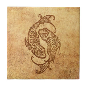 -Aged Pisces Zodiac Tegeltje