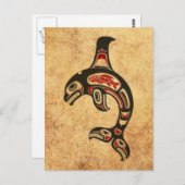 Aged Red en Black Haida Spirit Killer Whale Briefkaart (Voorkant / Achterkant)