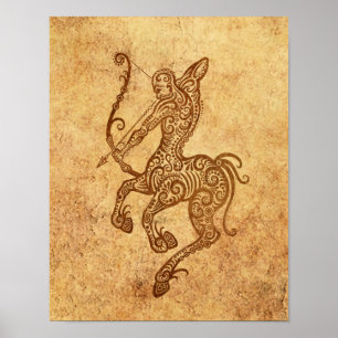 Aged Sagittarius Zodiac Poster