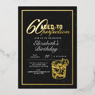 Aged to Perfection Bourbon 60e Verjaardagsfeestje  Folie Uitnodiging