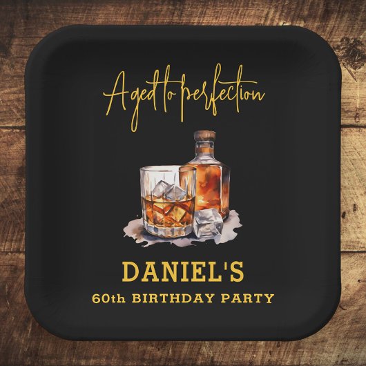Aged to Perfection Whiskey 60th Birthday Papieren Bordje