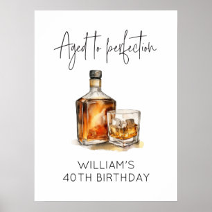 Aged to Perfection Whiskey Verjaardag Poster Custo
