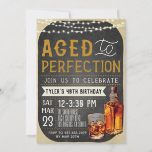Aged to Perfection Whiskey Verjaardag Uitnodiging