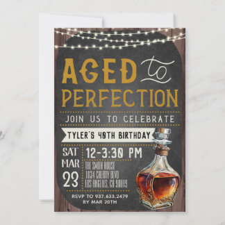 Aged to Perfection Whiskey Verjaardag Uitnodiging
