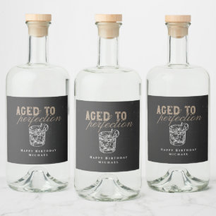 Aged to Perfection Whiskey Verjaardagsfeest Likeurfles Etiket