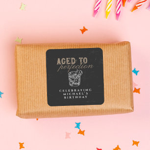 Aged to Perfection Whiskey Verjaardagsfeest Vierkante Sticker