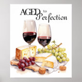 Aged to Perfection Wijn en kaas Verjaardagsfeest Poster (Voorkant)