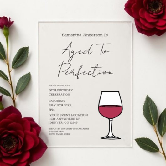 Aged To Perfection Wine 50th Birthday Invitation