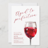 Aged to Perfection Wine Script 40th Birthday Party Kaart (Voorkant)