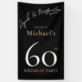 Aged to Perfection Zwart Goud 60e Verjaardagsfeest Spandoek (Verticaal)
