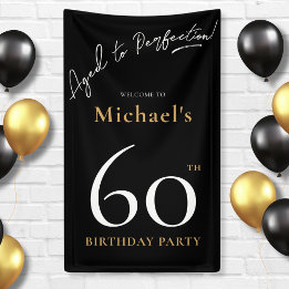 Aged to Perfection Zwart Goud 60e Verjaardagsfeest Spandoek