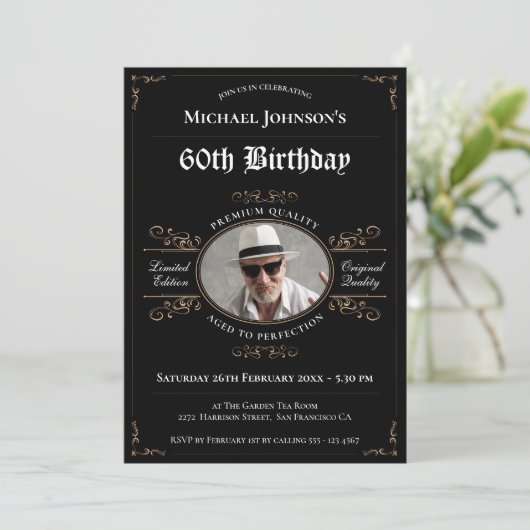 Aged to Perfection Zwart Goud Classy 60ste verjaar Kaart (Staand voorkant)