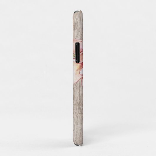 Aged Wood Monogram met Roze Magnolias Case-Mate iPhone Case (Achterkant/rechts)