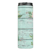 Aged Wood Monogram Naam met Hydrangea Bloom Thermosbeker (Achterkant)