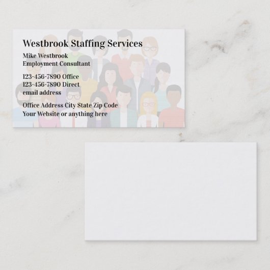 Agence De Dotation Et Emploi Cartes de visite (Devant / Derrière)