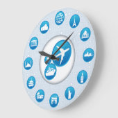 Agence de Voyage Blue Buble Design Horloge murale (Angle)