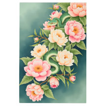 Agencement floral serpent et pivoines