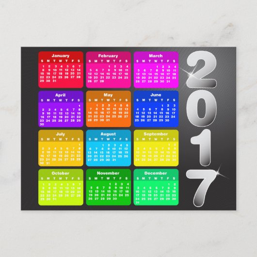 Agenda 2017 in heldere regenboogkleuren briefkaart (Voorkant)