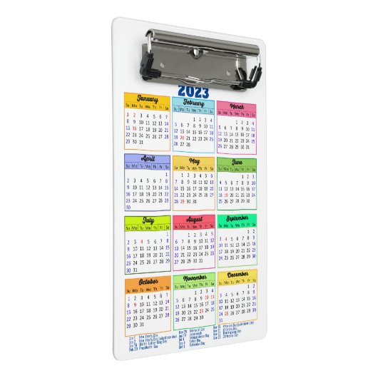 Agenda 2023 met openbare Feestdagen Modern Blue Mini Klembord (Schuin)