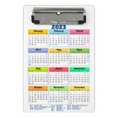 Agenda 2023 met openbare Feestdagen Modern Blue Mini Klembord (Voorkant)
