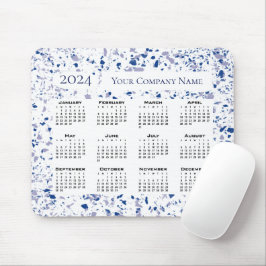 Agenda 2024 Blauw wit Terrazzo Aangepast Muismat