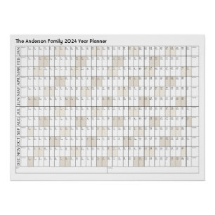 Agenda 2024 jaar Planner Familienaam Kantoor Perfect Poster