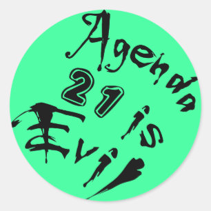 Agenda 21 is een groene achtergrond ronde sticker